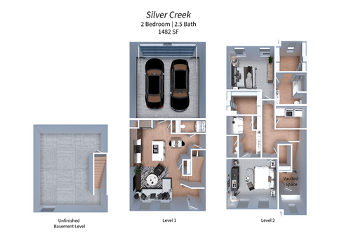 Floor plan for 2 beds, 2.5 baths, 1420 sqft
